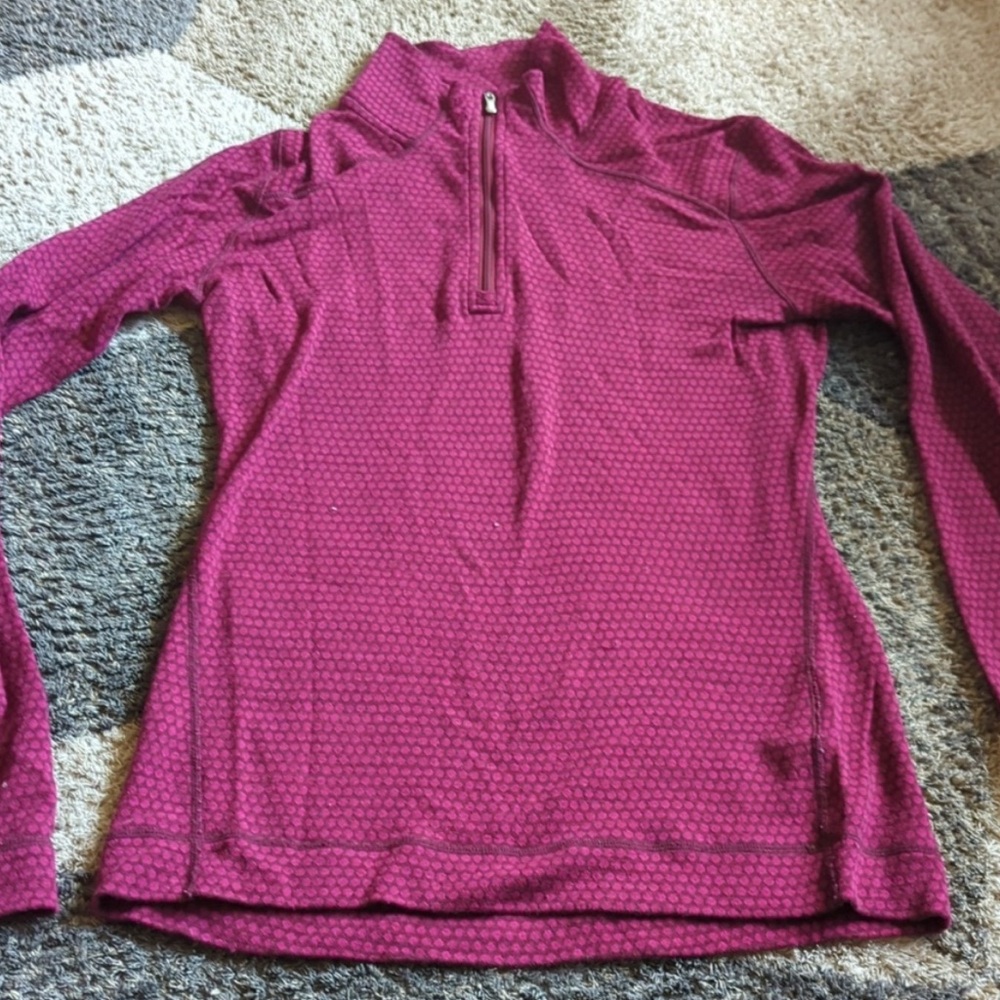 Smartwool 100% Merino Wool Patterned Qtr Zip Large Flawed